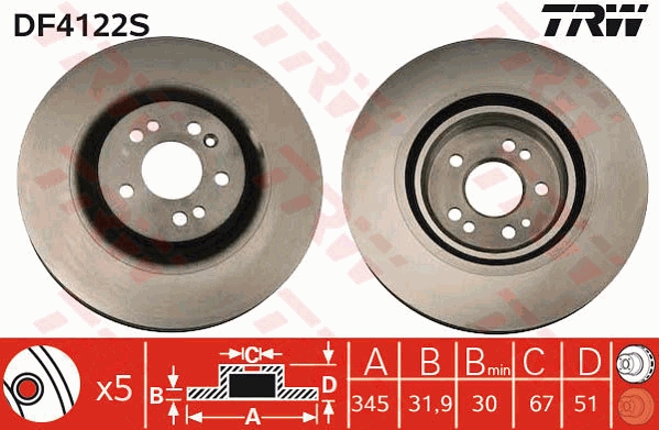 TRW Első féktárcsa DF4222S_TRW