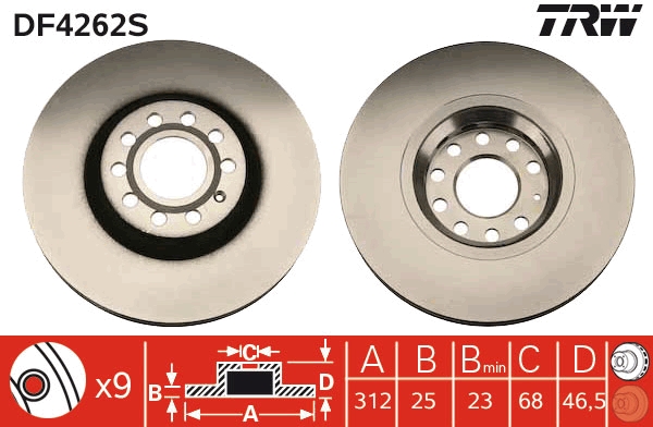 TRW Első féktárcsa DF4262S_TRW