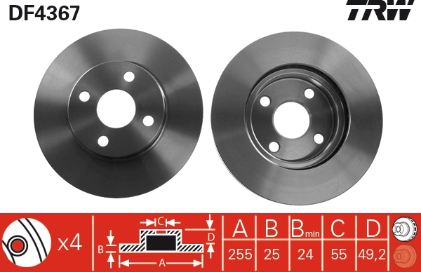 TRW Első féktárcsa DF4367_TRW