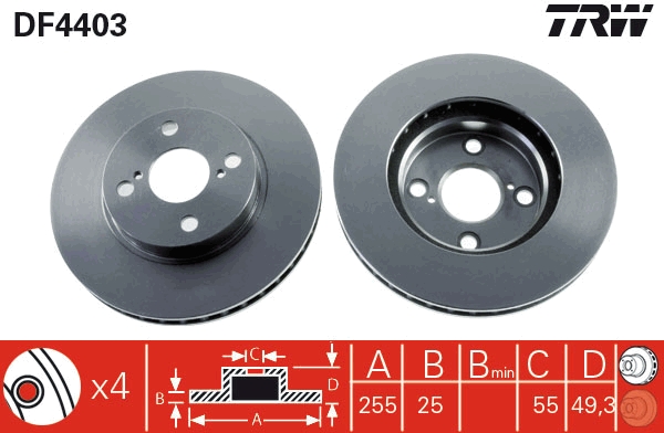 TRW Első féktárcsa DF4403_TRW