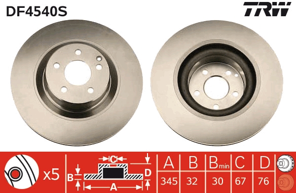 TRW Első féktárcsa DF4540S_TRW
