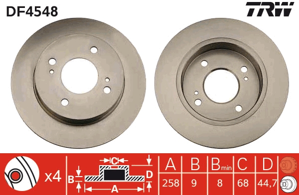 TRW Hátsó féktárcsa DF4548_TRW