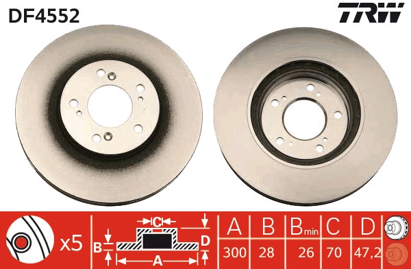 TRW Első féktárcsa DF4552_TRW