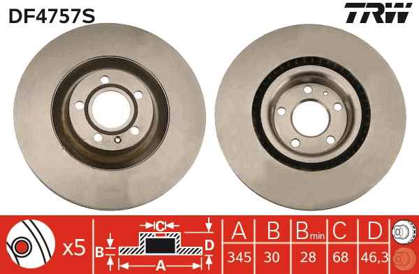 TRW Első féktárcsa DF4757S_TRW