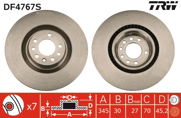 TRW Első féktárcsa DF4767S_TRW