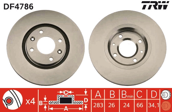 TRW Első féktárcsa DF4786_TRW