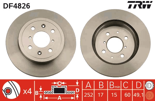 TRW Első féktárcsa DF4826_TRW