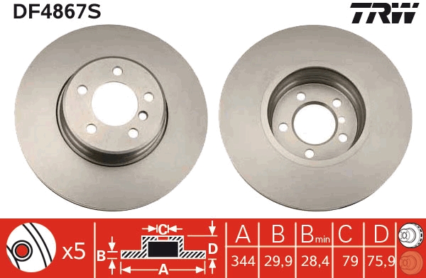 TRW Első féktárcsa DF4867S_TRW