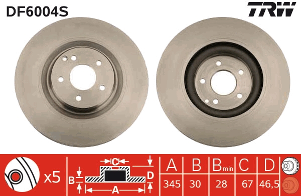 TRW Első féktárcsa DF6004S_TRW