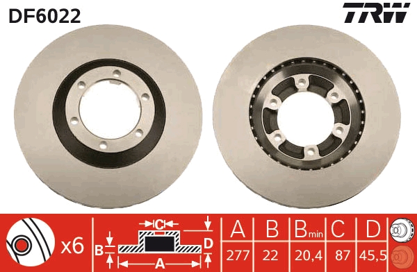 TRW Első féktárcsa DF6022_TRW