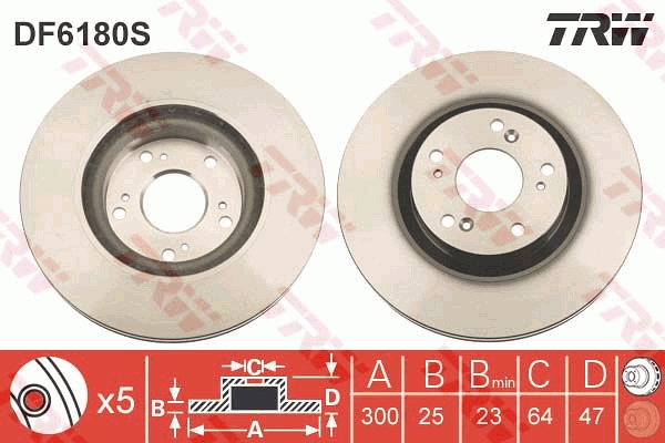 TRW Első féktárcsa DF6180S_TRW