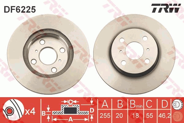 TRW Első féktárcsa DF6225_TRW