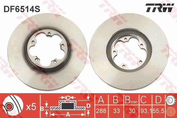 TRW Első féktárcsa DF6514S_TRW