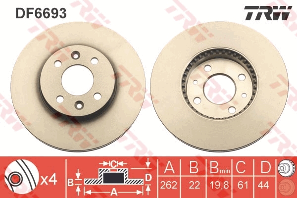 TRW Első féktárcsa DF6693_TRW