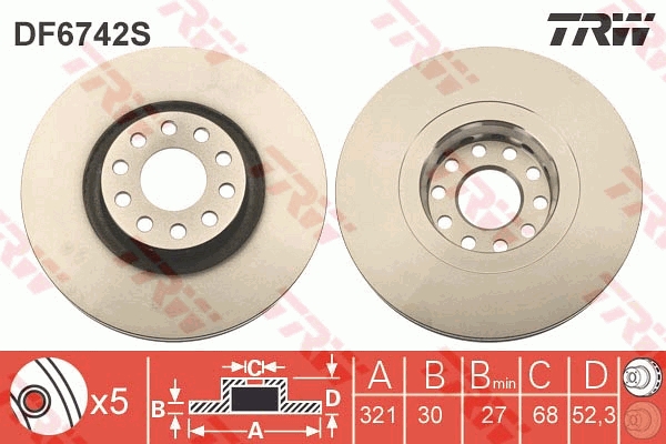 TRW Első féktárcsa DF6742S_TRW