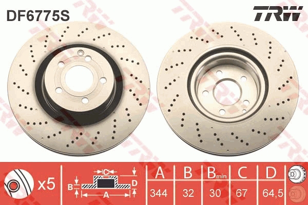 TRW Első féktárcsa DF6775S_TRW