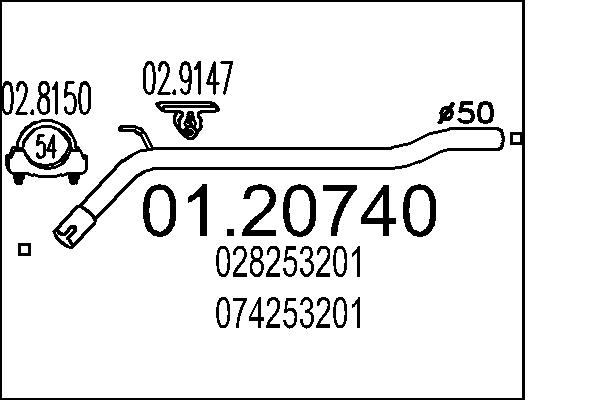 MTS Kipufogócső 01.20740_MTS