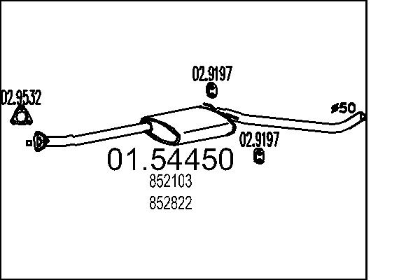 MTS Kipufogódob, középső 01.54450_MTS