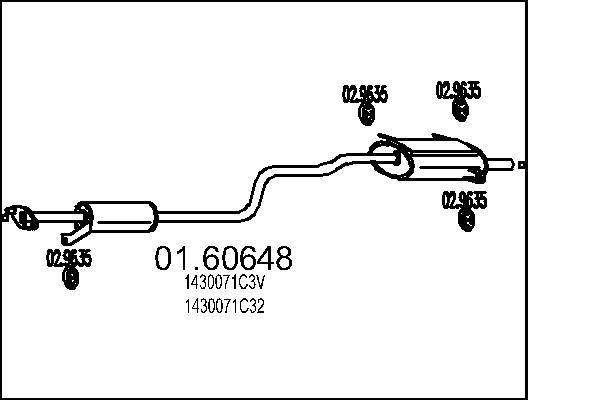 MTS Kipufogódob, középső+hátsó 01.60648_MTS