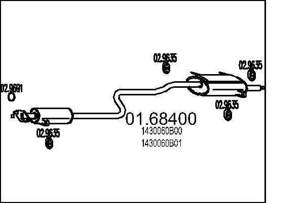 MTS Kipufogódob, középső+hátsó 01.68400_MTS