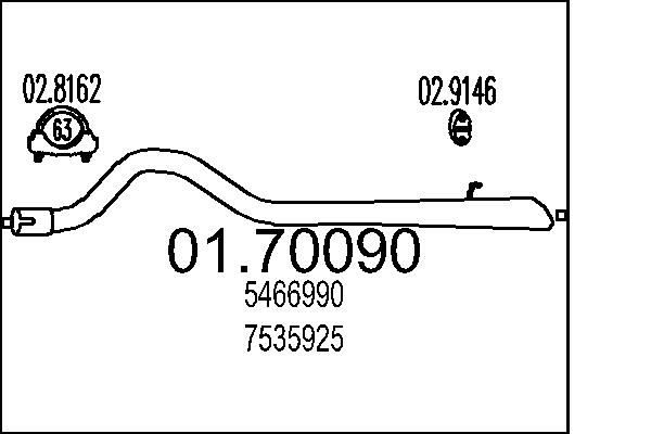 MTS Kipufogócső 01.70090_MTS