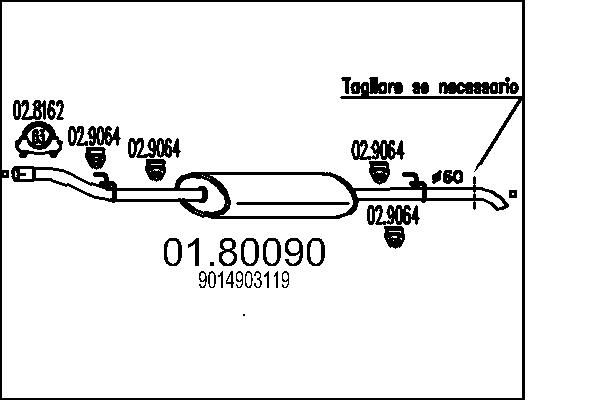 MTS Kipufogódob, hátsó 01.80090_MTS