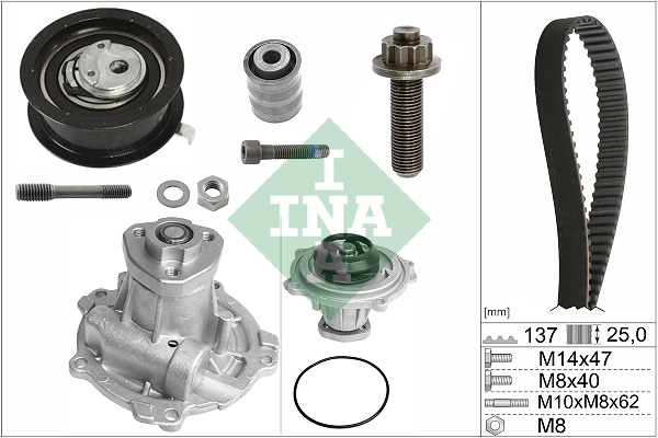 INA Vezérműszíjkészlet vízpumpával 530037731_INA