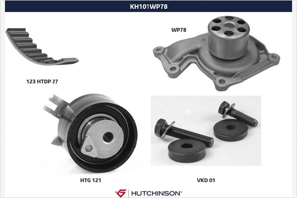 HUTCHINSON Vezérműszíjkészlet vízpumpával KH101WP78_HUT