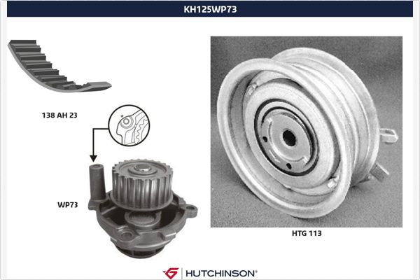 HUTCHINSON Vezérműszíjkészlet vízpumpával KH125WP73_HUT