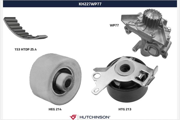 HUTCHINSON Vezérműszíjkészlet vízpumpával KH227WP77_HUT