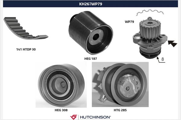 HUTCHINSON Vezérműszíjkészlet vízpumpával KH267WP79_HUT