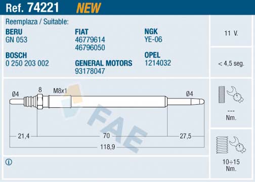 FAE 74221_FAE Izzítógyertya