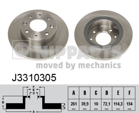 NIPPARTS Hátsó féktárcsa J3310305_NIP