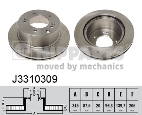 NIPPARTS Hátsó féktárcsa J3310309_NIP