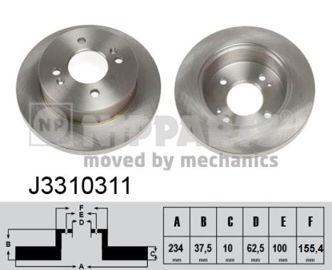 NIPPARTS Hátsó féktárcsa J3310311_NIP