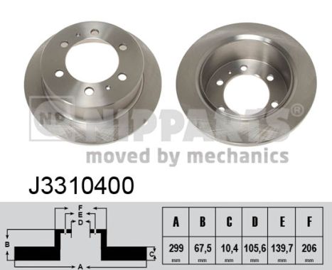 NIPPARTS Hátsó féktárcsa J3310400_NIP