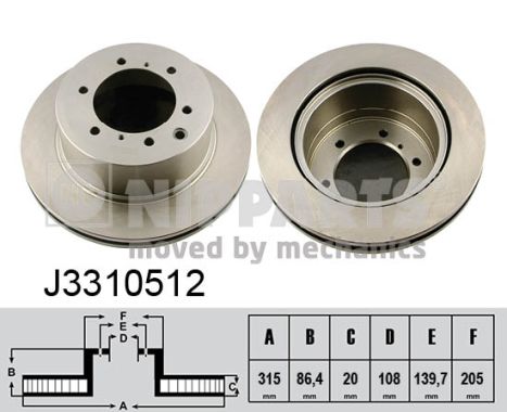 NIPPARTS Hátsó féktárcsa J3310512_NIP