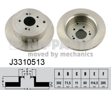 NIPPARTS Hátsó féktárcsa J3310513_NIP