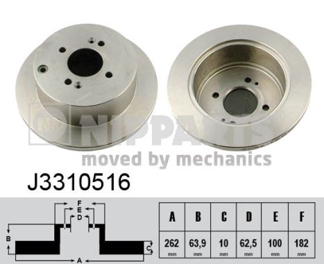 NIPPARTS Hátsó féktárcsa J3310516_NIP