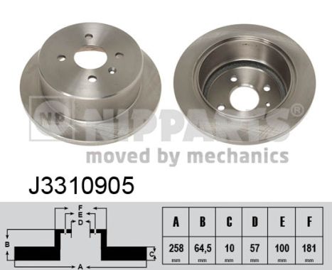 NIPPARTS Hátsó féktárcsa J3310905_NIP