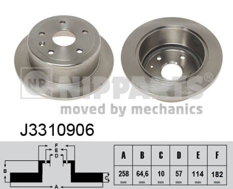 NIPPARTS Hátsó féktárcsa J3310906_NIP