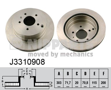 NIPPARTS Hátsó féktárcsa J3310908_NIP