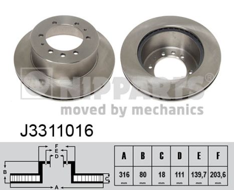 NIPPARTS Hátsó féktárcsa J3311016_NIP