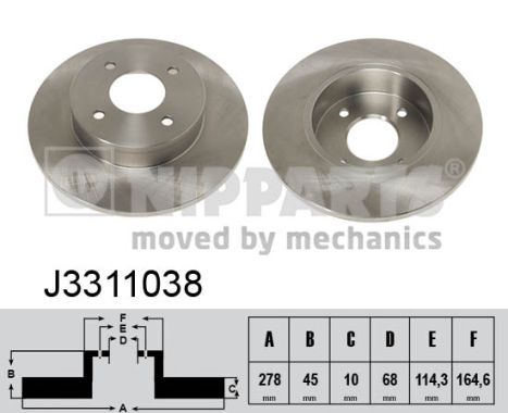 NIPPARTS Hátsó féktárcsa J3311038_NIP