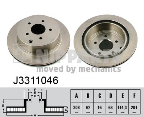 NIPPARTS Hátsó féktárcsa J3311046_NIP