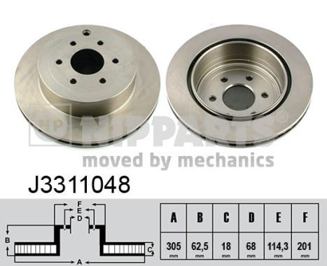 NIPPARTS Hátsó féktárcsa J3311048_NIP