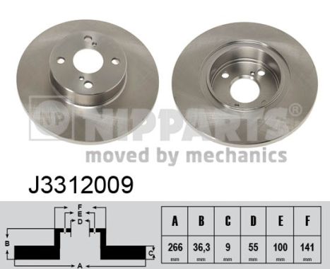 NIPPARTS Hátsó féktárcsa J3312009_NIP