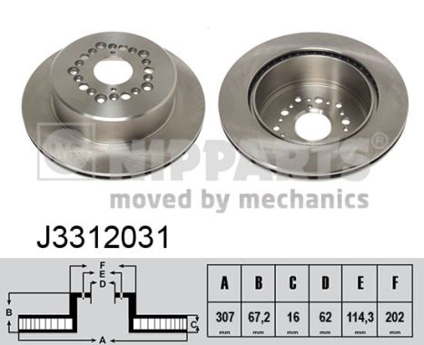 NIPPARTS Hátsó féktárcsa J3312031_NIP