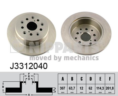 NIPPARTS Hátsó féktárcsa J3312040_NIP