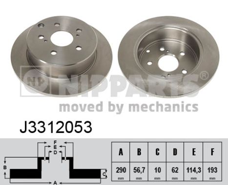 NIPPARTS Hátsó féktárcsa J3312053_NIP